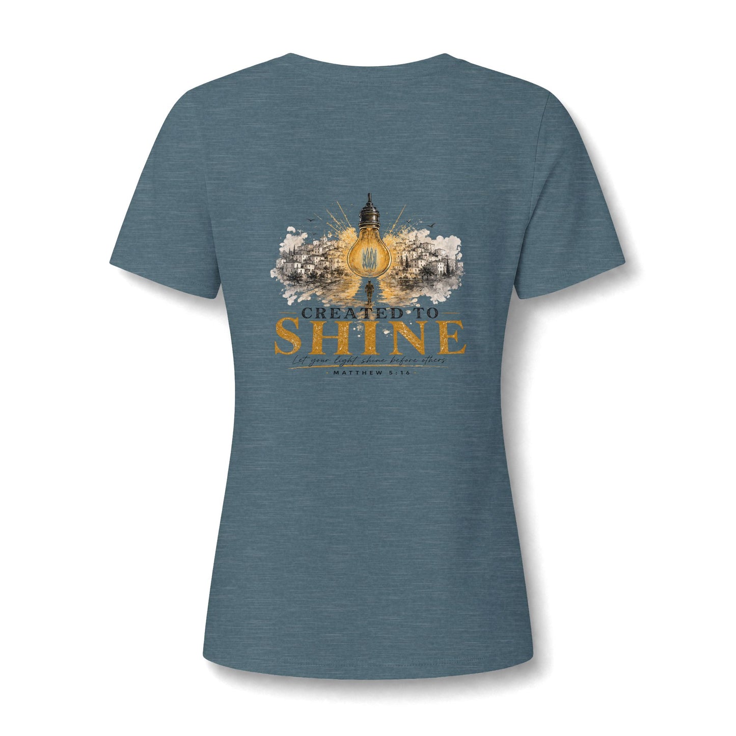 Let Your Light Shine , V neck Woman's Christian T Shirt
