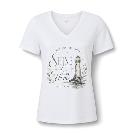 Let Your Light Shine , V neck Woman's Christian T Shirt