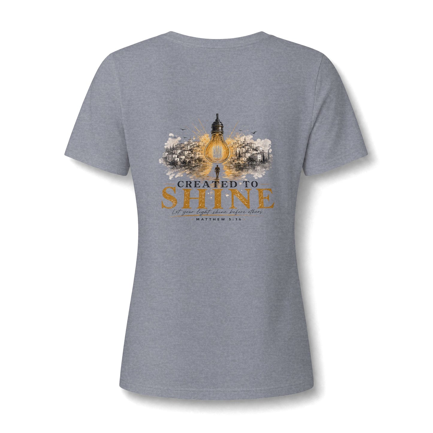 Let Your Light Shine , V neck Woman's Christian T Shirt