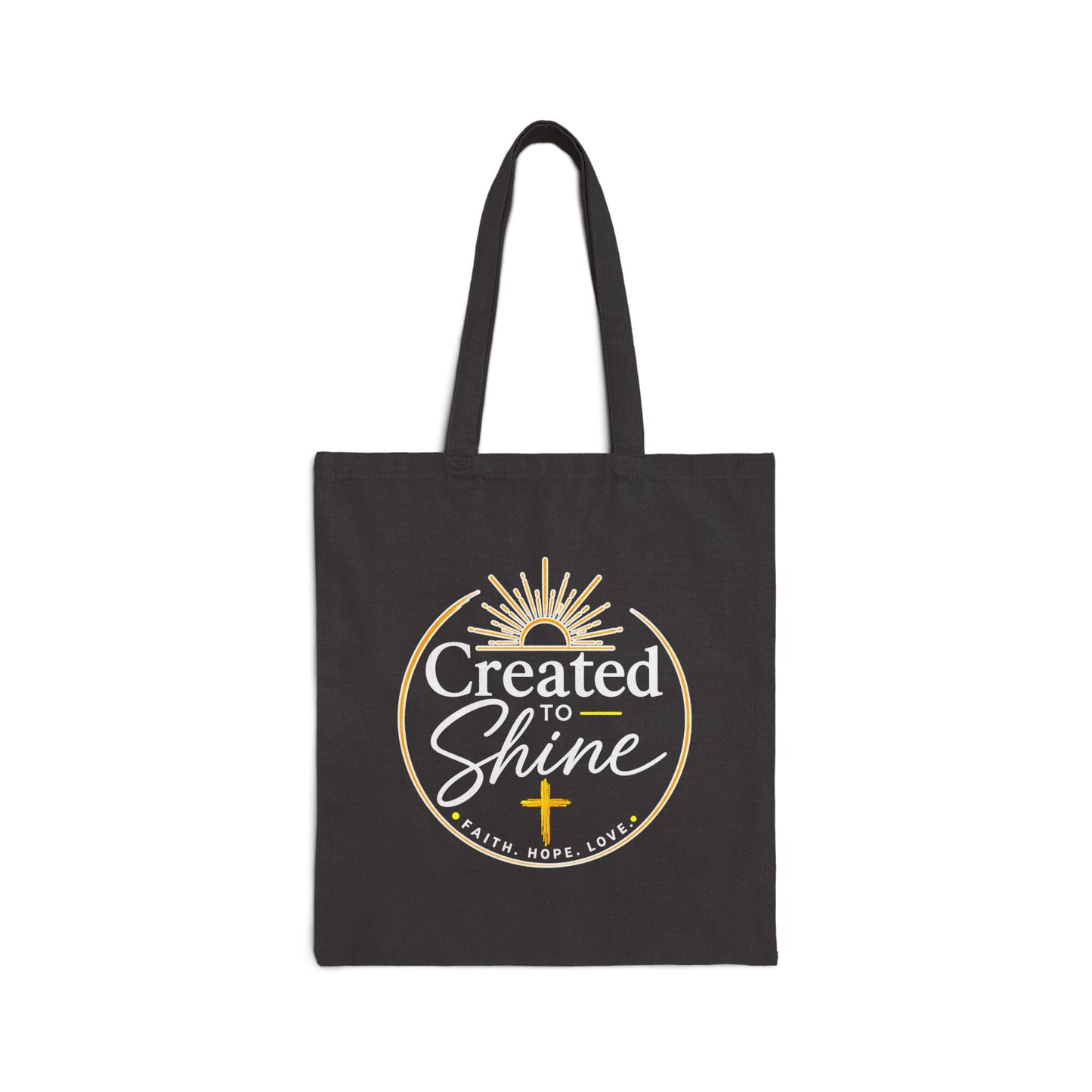 Canvas Tote Bag — “Created to Shine” Inspirational Christian Grocery & Book Tote