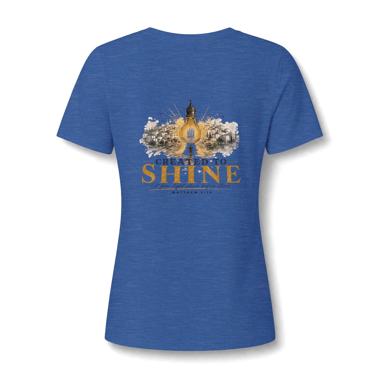 Let Your Light Shine , V neck Woman's Christian T Shirt