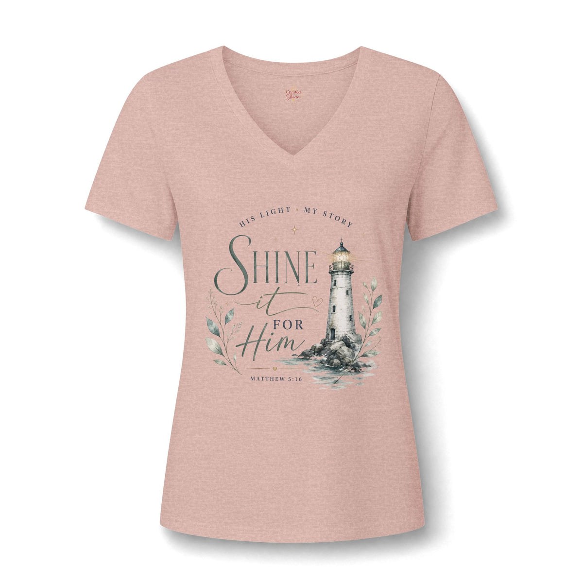 Let Your Light Shine , V neck Woman's Christian T Shirt