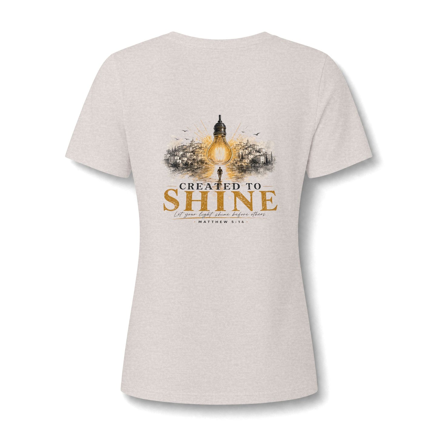 Let Your Light Shine , V neck Woman's Christian T Shirt