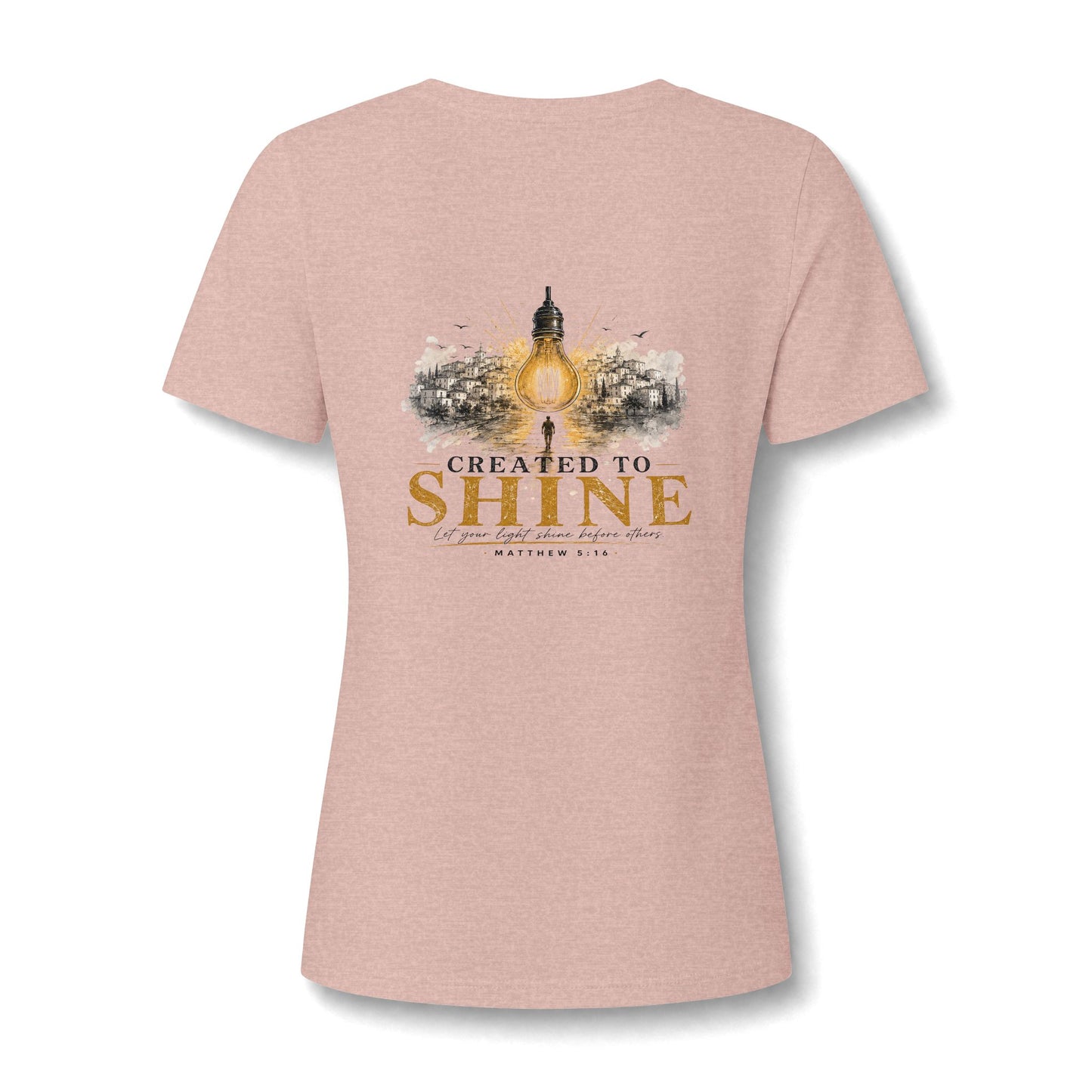 Let Your Light Shine , V neck Woman's Christian T Shirt