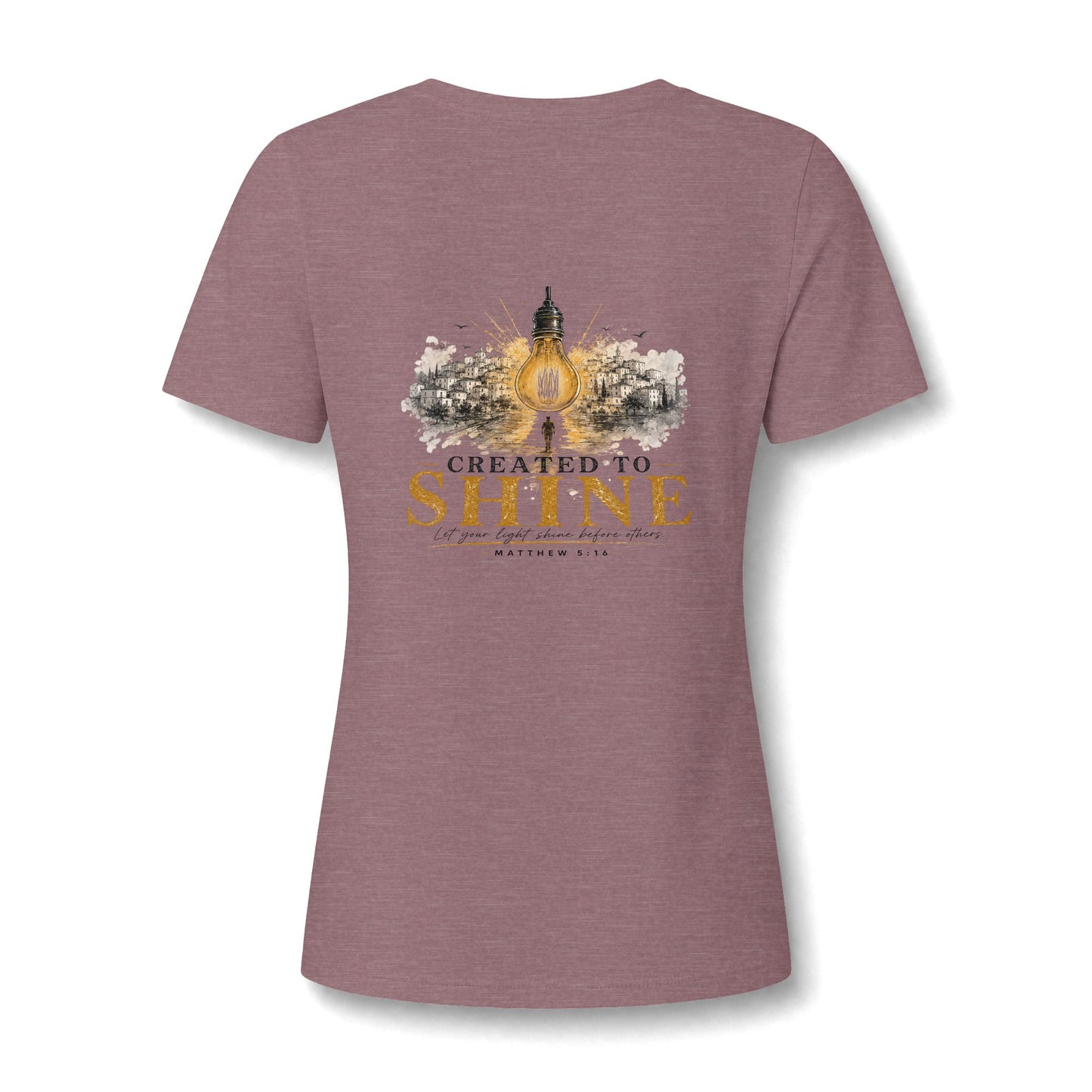 Let Your Light Shine , V neck Woman's Christian T Shirt