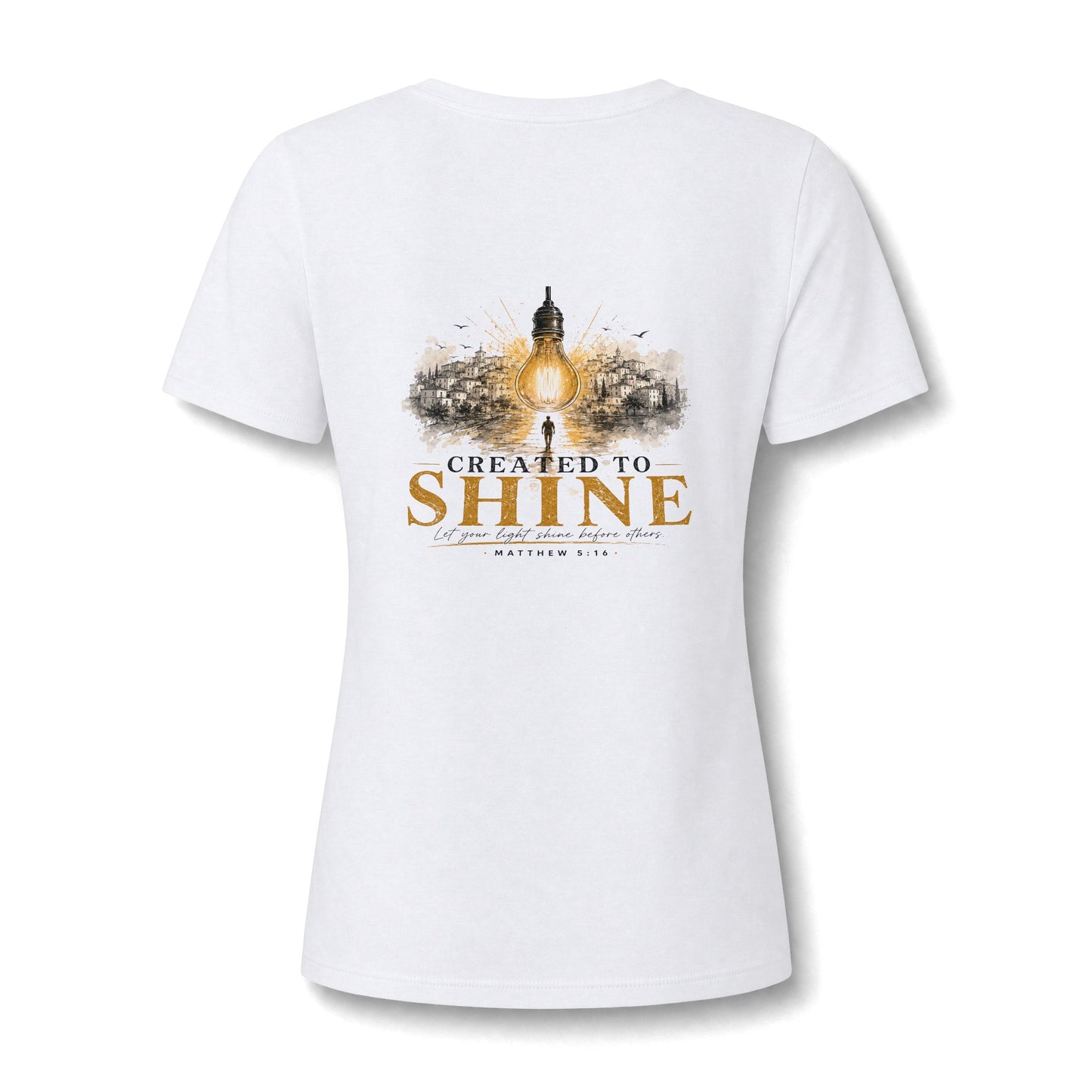 Let Your Light Shine , V neck Woman's Christian T Shirt